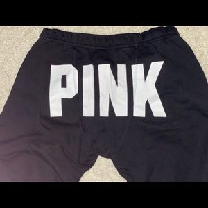 Pink Victoria’s Secret Sweats Black with white lettering size Medium